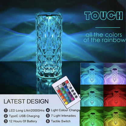 16 Color Diamond Crystal Lamp With Remote LED Crystal Table Lamp